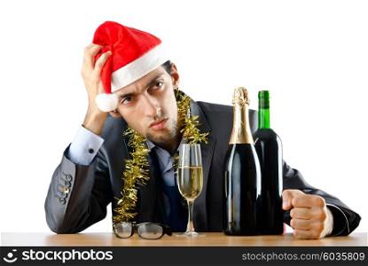 Drunk office worker after christmas party