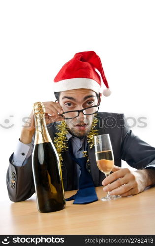 Drunken businessman after office christmas party