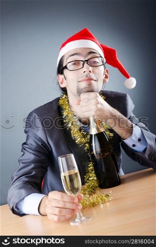 Drunken businessman after office christmas party