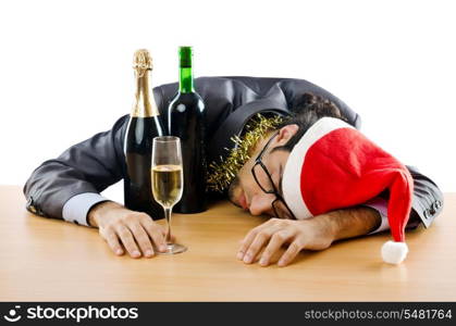 Drunken businessman after office christmas party