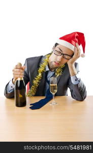 Drunken businessman after office christmas party