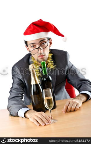 Drunken businessman after office christmas party