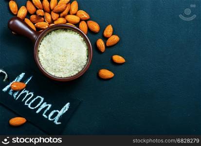 dry almond, almond on a table, stock photo