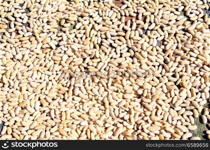 Dry beans seeds on the straw mat in village