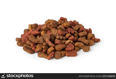 Dry cat food, isolated on white background. cat food