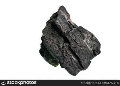 dry coal to ignite a fire on a white background