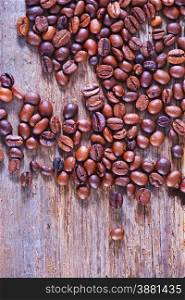 dry coffee beans on the wooden table