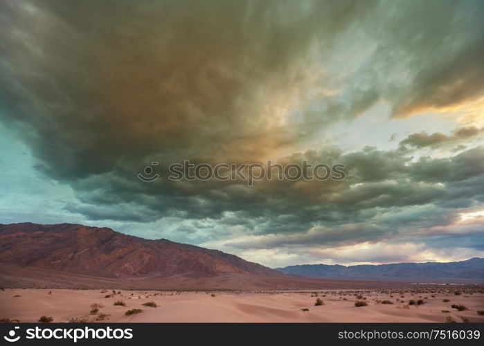 Dry Deserted landscapes in Death valley National Park, California