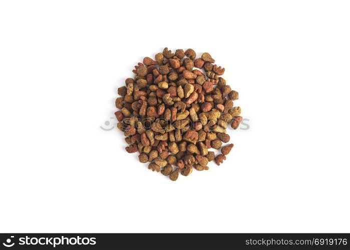 Dry food for dog and cat, isolated on white background