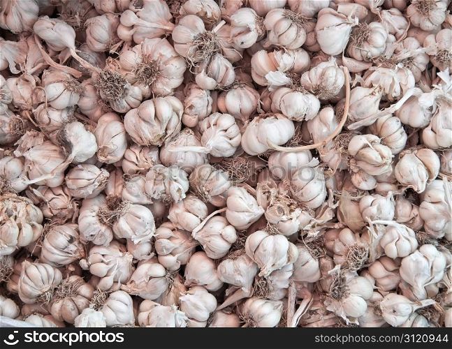 Dry Organic Garlics As A Background