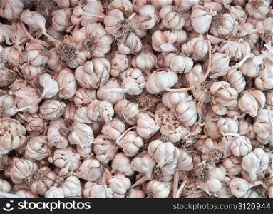 Dry Organic Garlics As A Background
