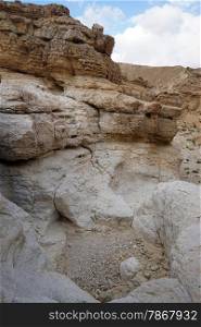 Dry riverbed in Negev desert in Isrsel