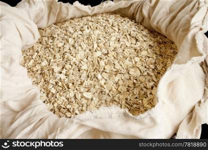 Dry rolled oats in small bag