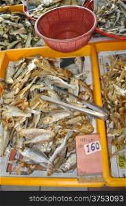 Dry salted fish at the wet market in Penang, Malaysia