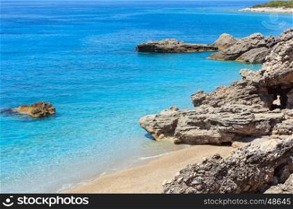 Drymades beach, Albania. Summer Ionian sea coast view.
