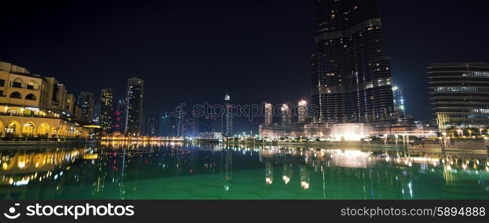 Dubai panorama view at night time