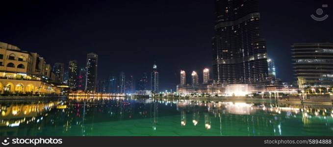 Dubai panorama view at night time