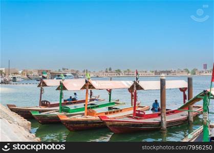 Dubai, UAE - 9 june 2015 : Features boats for the transport of persons on the river Creek in Dubai