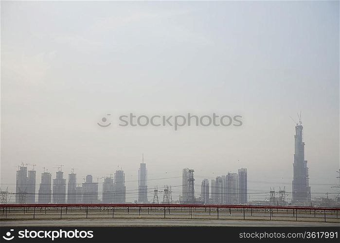 Dubai, UAE, Dubai s skyline from Nad Al Sheba Camel Racetrack