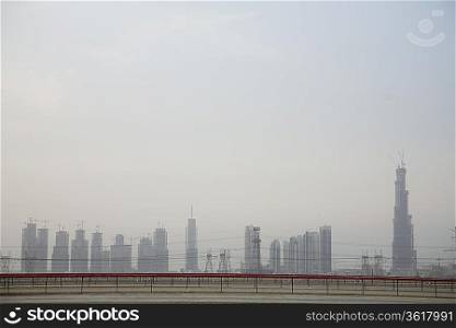 Dubai, UAE, Dubai s skyline from Nad Al Sheba Camel Racetrack