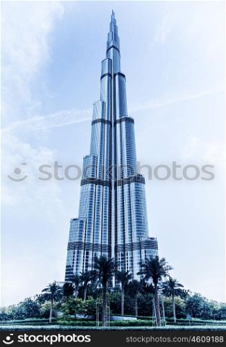 DUBAI, UAE - FEBRUARY 16: Burj Khalifa - world's tallest tower in the world at 828m, located in Downtown Dubai, Burj Dubai on February 16, 2012 in Dubai, United Arab Emirates