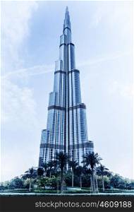 DUBAI, UAE - FEBRUARY 16: Burj Khalifa - world's tallest tower in the world at 828m, located in Downtown Dubai, Burj Dubai on February 16, 2012 in Dubai, United Arab Emirates