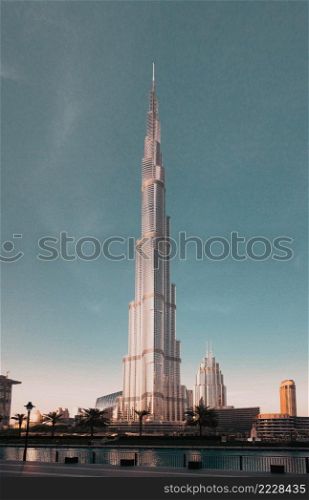 DUBAI, UAE- FEBRUARY 2018  Burj Khalifa, the world tallest tower in Downtown Dubai