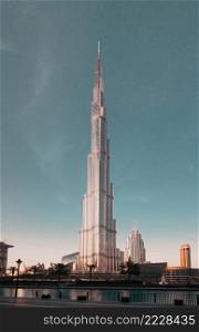 DUBAI, UAE- FEBRUARY 2018  Burj Khalifa, the world tallest tower in Downtown Dubai