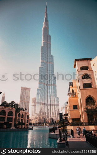 DUBAI, UAE - FEBRUARY 2018  Burj Khalifa, world’s tallest tower, Downtown Burj Dubai.