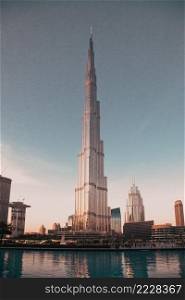 DUBAI, UAE - FEBRUARY 2018  Burj Khalifa, world’s tallest tower, Downtown Burj Dubai.