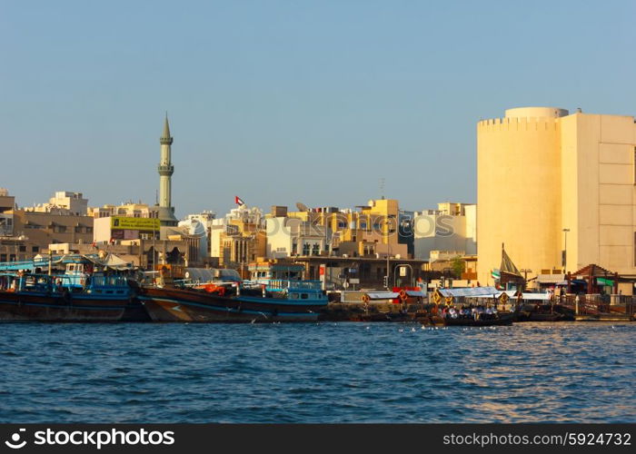 DUBAI, UAE-NOVEMBER 13: Ship in Port Said on November 13, 2012 in Dubai, UAE. The oldest commercial port of Dubai