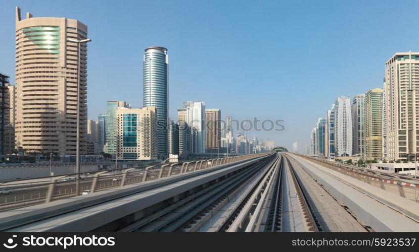 DUBAI, UAE - NOVEMBER 2: Dubai Metro as world&rsquo;s longest fully automated metro network (75 km) on November 2, 2013, Dubai, UAE.