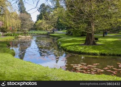 Dublin, Ireland - Apr 19: Beautiful lake in The National Botanic Gardens in Glasnevin, Dublin, Ireland on April 17, 2014
