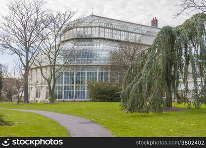 Dublin, Ireland - Apr 19: Great Palm House - Greenhouse in The National Botanic Garden in Glasnevin, Dublin, Ireland on April 17, 2014