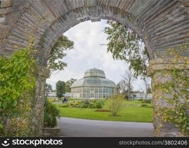 Dublin, Ireland - Apr 19: Great Palm House - Greenhouse in The National Botanic Garden in Glasnevin, Dublin, Ireland on April 17, 2014