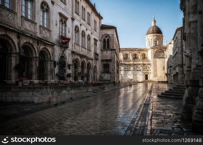 Dubrovnik Cathedral and Dubrovnik Museums in the old town of Dubrovnik , Croatia - Prominent travel destination of Croatia. Dubrovnik old town was listed as UNESCO World Heritage Sites in 1979.