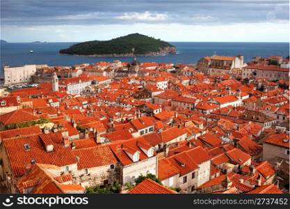 Dubrovnik Old City and Lokrum island on the Adriatic Sea in Croatia, South Dalmatia region