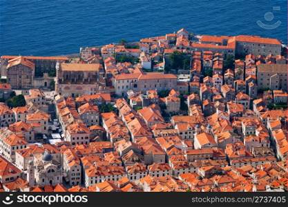Dubrovnik Old City on the Adriatic Sea, aerial view, Croatia
