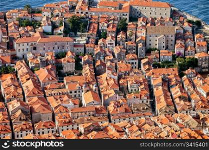 Dubrovnik Old Town medieval architecture, view from above