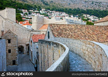 Dubrovnik Old Town medieval architecture, view from the city wall