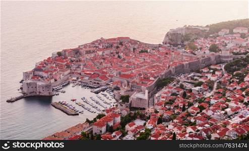 Dubrovnik sunset day to night timelapse. Croatia, Europe.. Dubrovnik sunset timelapse