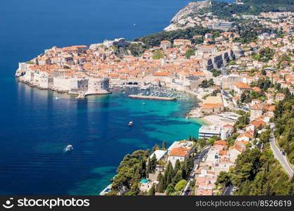 Dubrovnik. The most famous tourist destination in Croatia panoramic view, archipelago of Dalmatia.