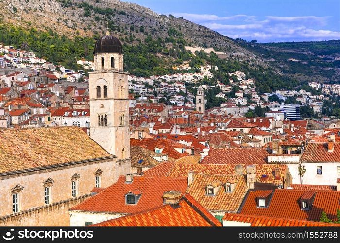 Dubrovnik town - popular tourist and cruise destination in adriatic coast. Croatia, Dalmatia