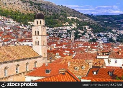 Dubrovnik town - popular tourist and cruise destination in adriatic coast. Croatia, Dalmatia