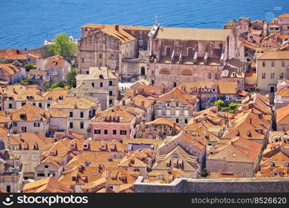 Dubrovnik. View of Dubrovnik rooftops and historic city center from above, Dalmatia archipelago of Croatia