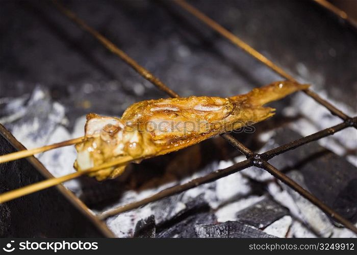 Duck meat on a barbecue grill, Nanjing, Jiangsu Province, China