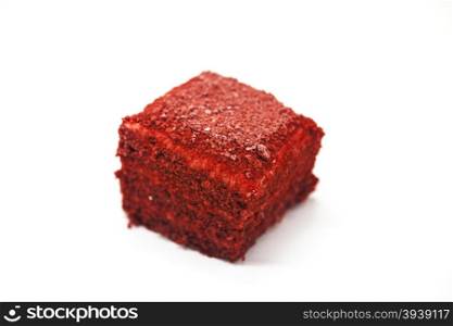 Dukan Diet. Red Velvet, fresh delicious diet cake at Dukan Diet on a white background
