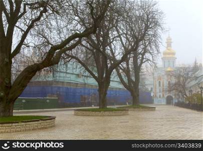 "Dull autumn day "Kyjevo-Pecherska Lavra" view (Ukrainian Orthodox Church, Kyiv City, Ukraine)"