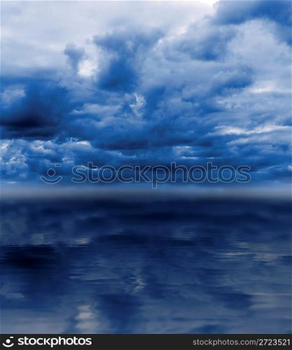 dull cloudy overcast sky over sea background