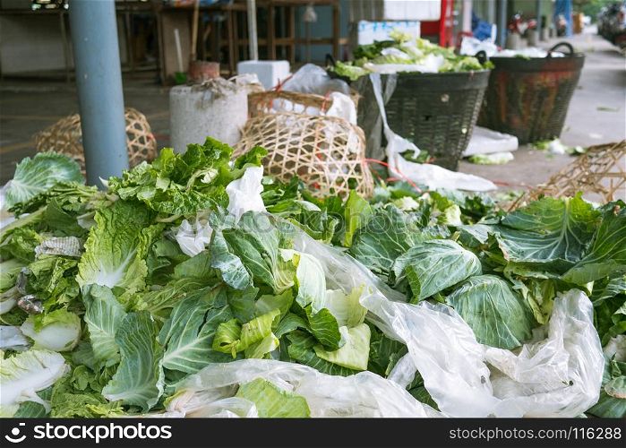 dump of vegetable waste in the fresh market